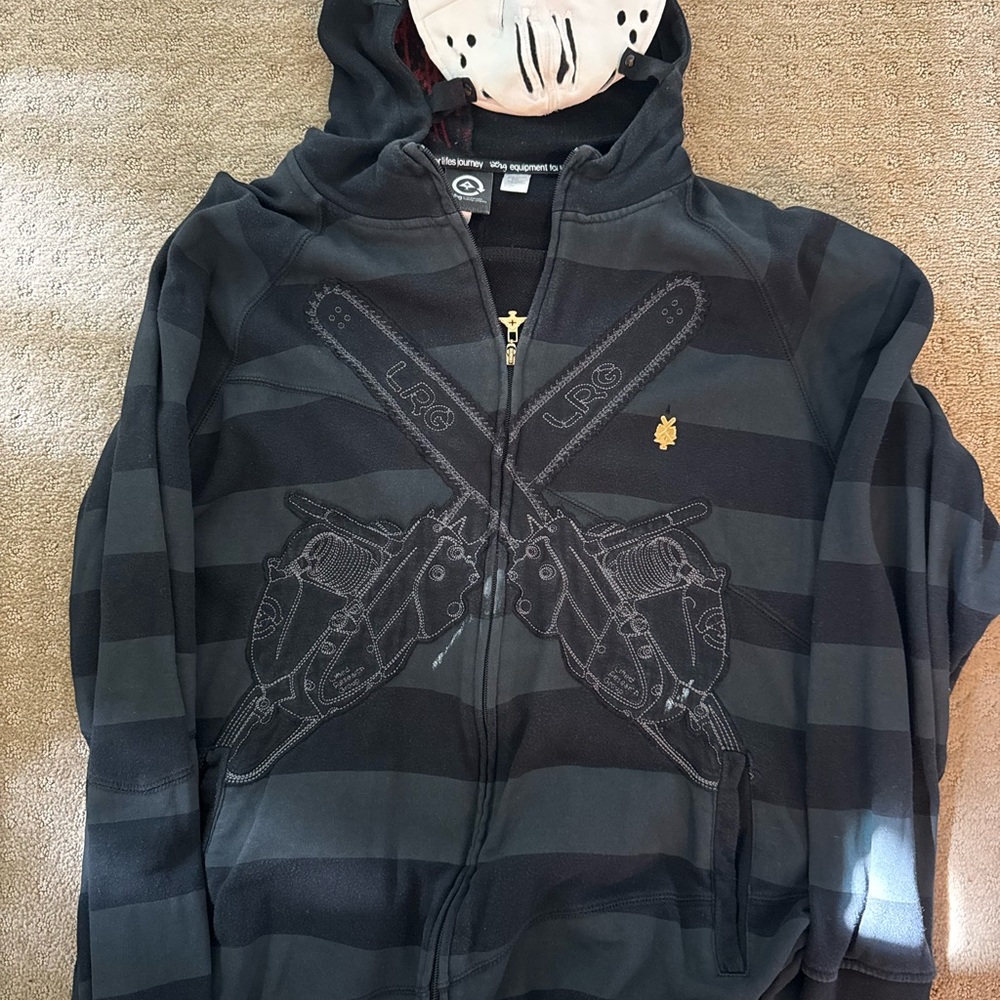 LRG Chainsaw Graphic Hoodie in Black and Gray